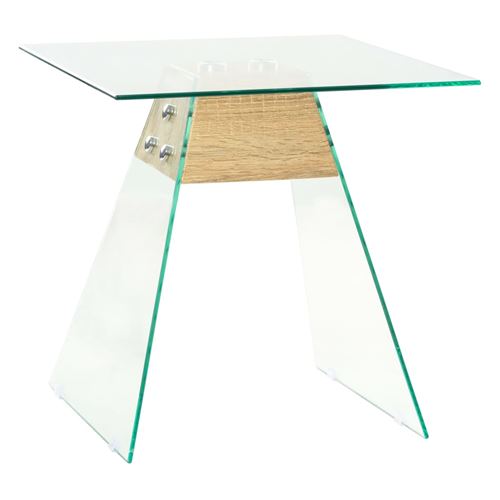 vidaXL Table d'appoint MDF et verre 45 x 45 x 45 cm Couleur de chêne