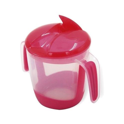 mill'o bébé tasse d'apprentissage a bec repliable - ergonomique - bi-matiere - rouge - 22 cl