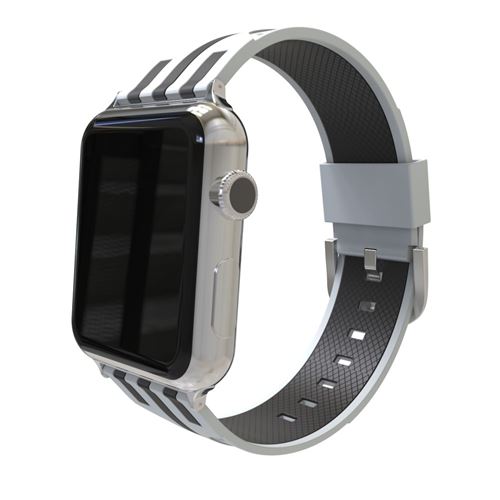 Bracelet en silicone bande de couleur contrastée souple gris extérieur/noir intérieur pour votre Apple Watch Series 4 40mm/Series 3/2/1 38mm