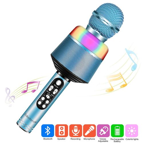 Non Communiqué Bleu Microphone De Karaoké Sans Fil Bluetooth Pour Iphone, Android, Micro Portable Pour Home, Party
