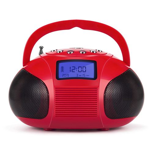 Radio Bluetooth FM MP3 – August SE20 – Enceinte Bluetooth, USB, Carte SD, Prise Auxiliaire, Radio FM et Réveil - Rouge