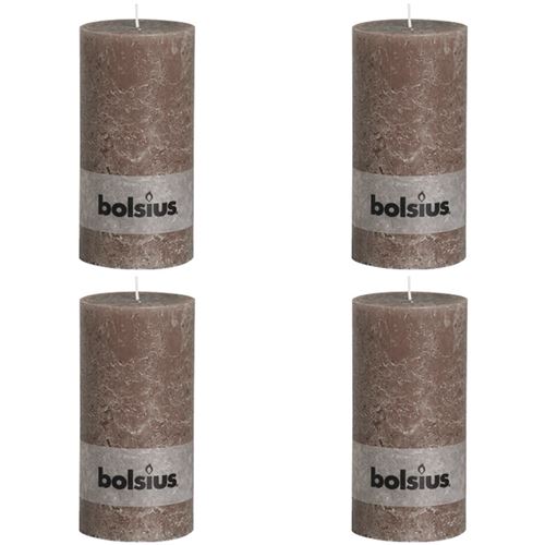 Bolsius Bougie pilier rustique 200x100 mm Taupe 4 pcs
