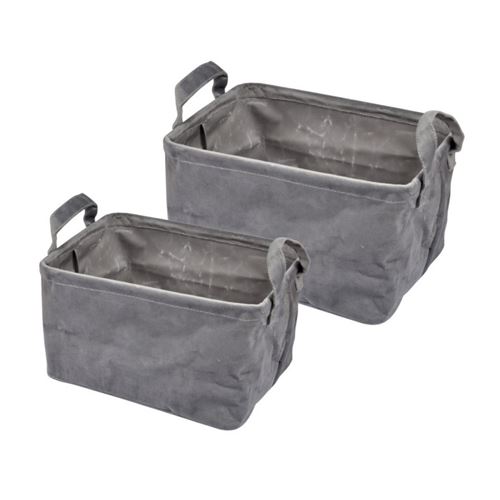 Paris Prix - Lot De 2 Panières Rectangles velvet 32cm Anthracite