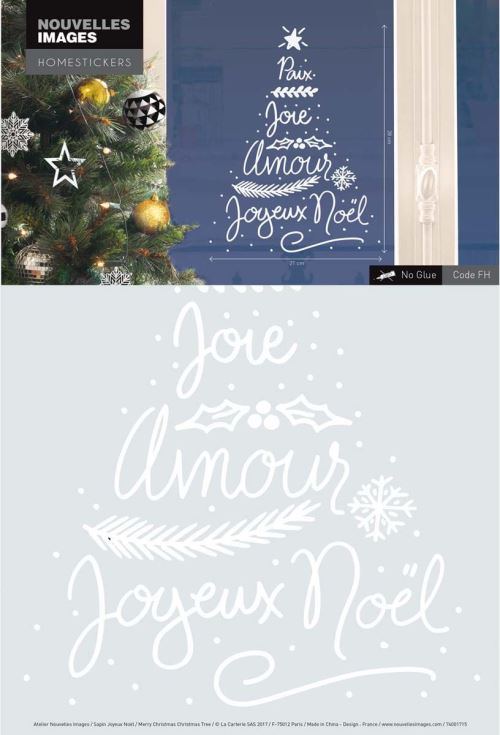 Draeger - Sticker fenêtre Paix - Joie - Amour - Joyeux Noël 24 x 3 x 36 cm