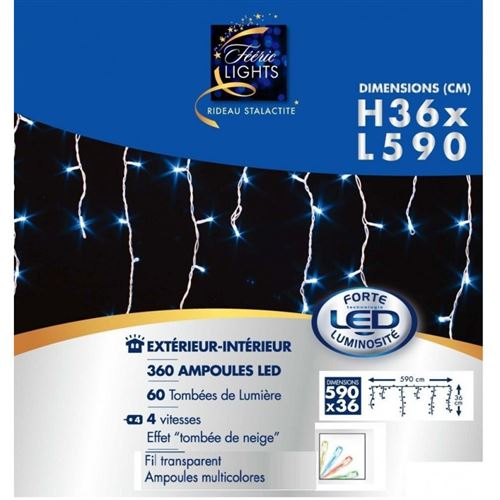 Guirlande tombée de neige 360 LED multicolor fil transparent