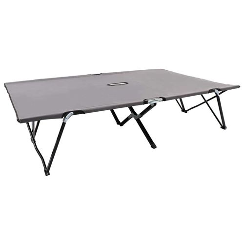 Vidaxl Gris Chaise Longue En Acier H. 40 Cm L. 193 Cm Non Empilable Pliable - Image 3