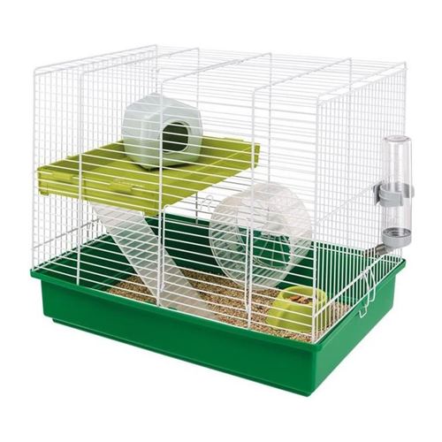 FERPLAST  Duo Cage pour Hamster avec Accessoires Barreaux Blancs