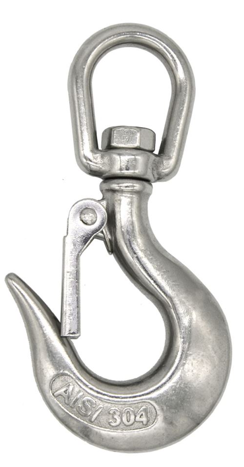 AMANKA Mousqueton avec émerillon pivotant 5x115mm en acier inox métal inoxydable pour accrocher sièg