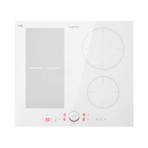 Table De Cuisson - Klarstein Delicatessa 60 Hybrid - Plaque Vitrocéramique - 7000W - Minuterie - Blanc