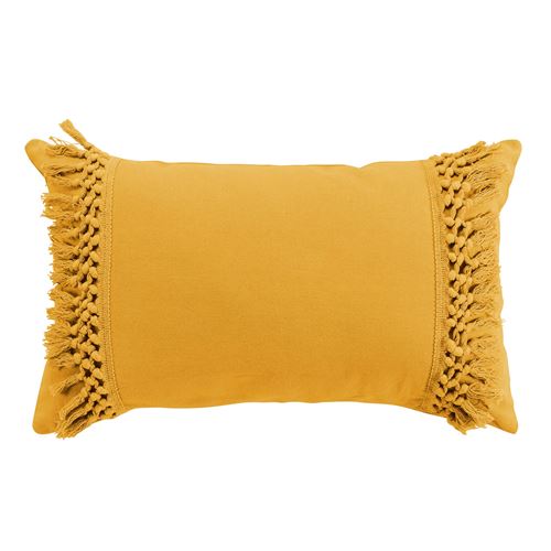 Coussin jaune déhoussable 30x50 cm en coton Salma