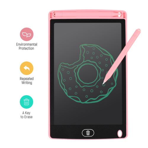 Tablette d'écriture LCD portable 8 pouce à dessin électronique ultra-mince-Rose