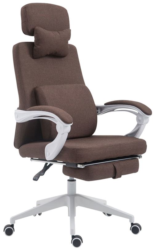 Fauteuil de Bureau Byron en Tissu avec Repose-pieds téléscopique - Couleur Marron