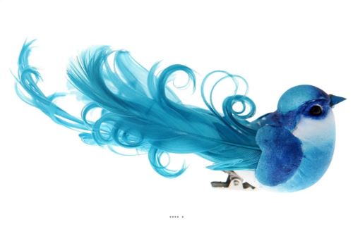 Artificielles - Oiseaux artificiels x 2 turquoise 12 x 3.8cm sur pince - choisissezvotrecoloris: turquoise