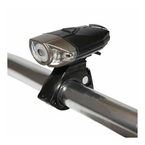 Eclairage velo usb avant sur cintre 300 lumens noir-gris 2 intensites 100%-50% fixation cintre ou casque