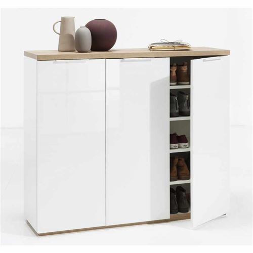 LLB Living Life Bed - Armoire à chaussures avec 3 Portes Couleur Blanc Lucide 30 Chaussures