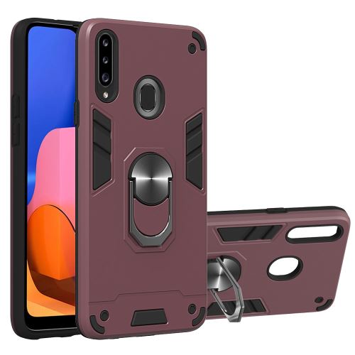 Coque en TPU hybride 2 en 1 amovible avec béquille rouge vin pour votre Samsung Galaxy A20s