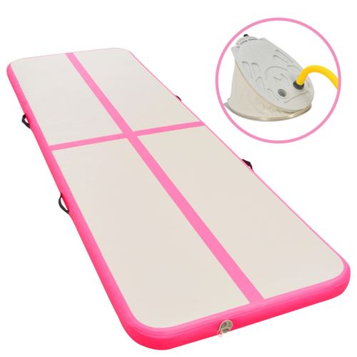 Vidaxl tapis gonflable de gymnastique avec pompe 300x100x10cm pvc rose