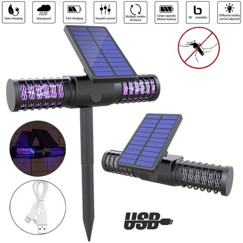 Lampe à double usage solaire alimenté en plein air jardin moustique mouche punaise insecte Zapper tueur lampe piège lumière