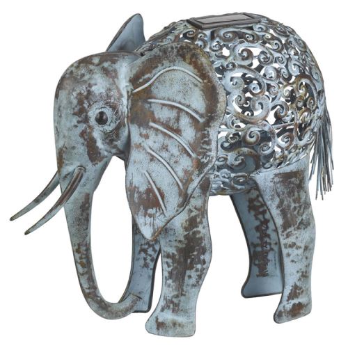 Animal lumineux métallique éléphant, éclairage led couleurs changeantes, 38 cm x 24 cm x H 34 cm