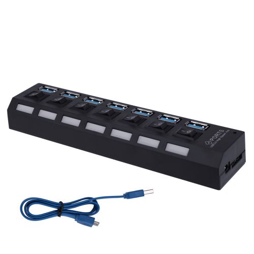 Taille Design Slim USB 3.0 SuperSpeed ​​7-Port Hub LED Indication 5Gbps ON / OFF Pealer252