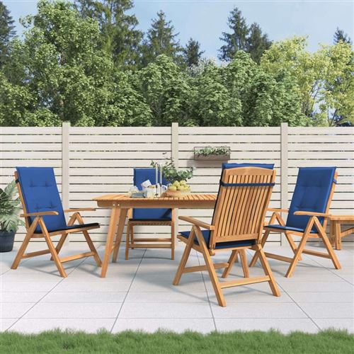 Non Communiqué Bleu Lot De 4 Chaise Vidaxl En Teck Pliable Exterieur H. 104 Cm