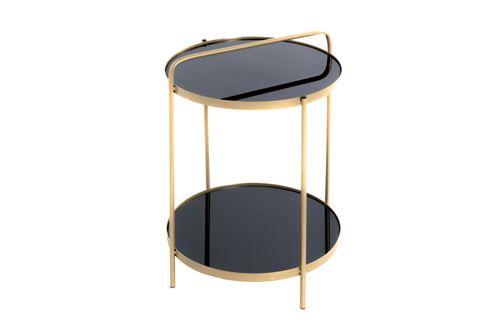 Loungitude Noir Table D'appoint Mervin En Métal Doré Et Verre Trempé 38Cm - Image 2