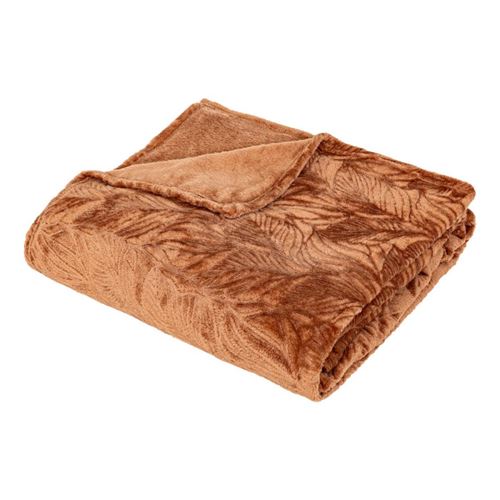 Atmosphera - Plaid flanelle Roy terracotta 180x230cm créateur d'intérieur