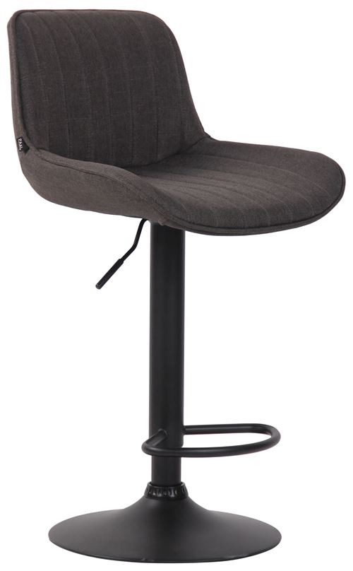 Tabouret de bar Lentini en Tissu avec Hauteur réglable et Piètement trompette en Métal , Gris foncé/Noir