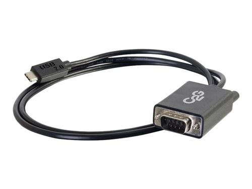 C2G USB 2.0 USB C to DB9 Serial RS232 Adapter Cable Black - Câble USB / série - DB-9 (M) pour USB-C (M) - connecteur C réversible - noir