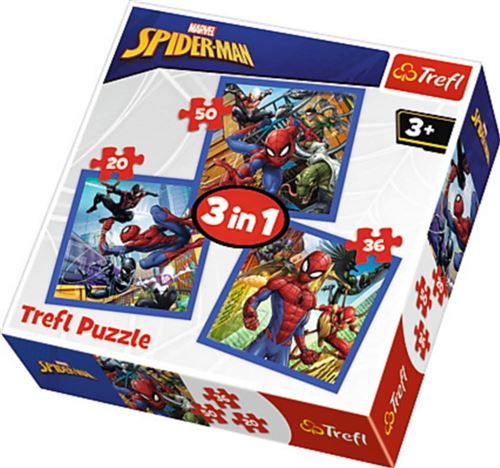 Puzzle 3 En 1 Modèle Spiderman Trefl 20-36-50 Pièces 34841 Multicolore