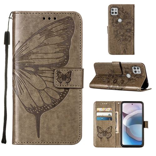 MPFRANCE Housse pour Motorola Moto One 5G Gris [Papillon V3]