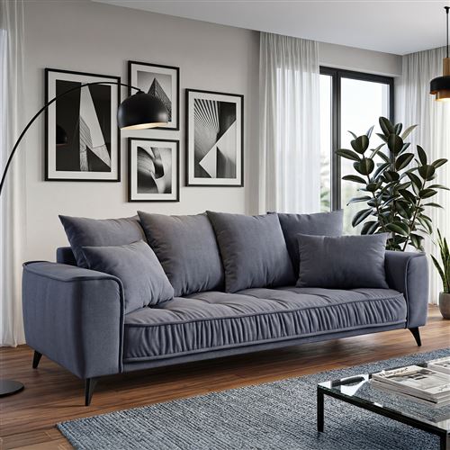 Canap&eacute; tissu droit bleu altamo - 3 places