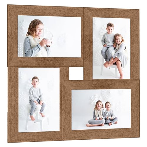 vidaXL Collage de cadres photo pour photo de 4x(13x18 cm) Marron MDF