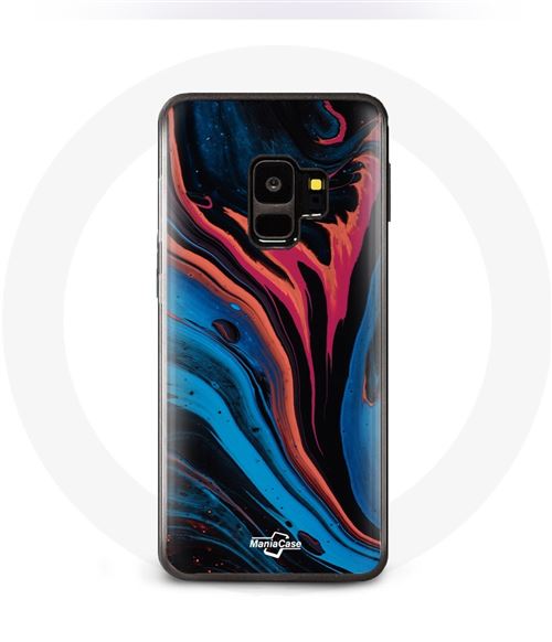 Coque Samsung Galaxy S9 Texture abstraite bleu noir rouge Maniacase