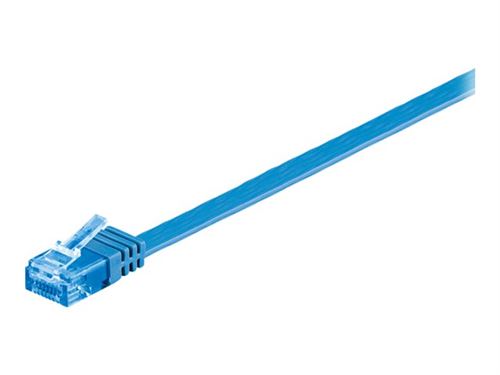 goobay - Cordon de raccordement - RJ-45 (M) pour RJ-45 (M) - 1 m - UTP - CAT 6a - moulé, plat - bleu