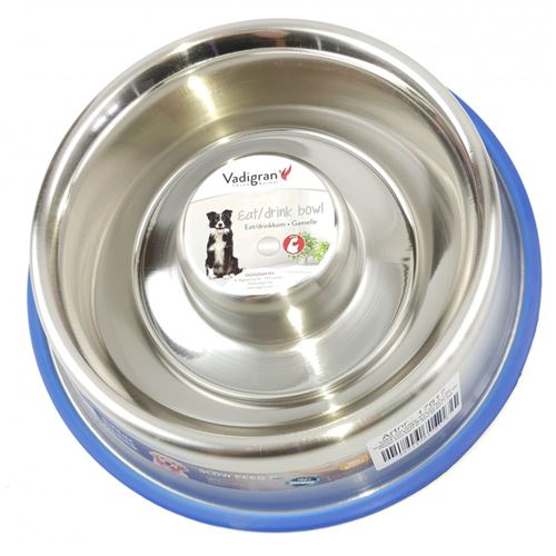 Gamelle inox antidérapante. anti glouton SLOW ø 22.5 cm 1.35 Litres - Nobby - VA-17617