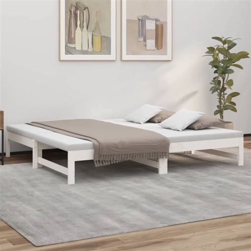 vidaXL Lit coulissant sans matelas blanc 2x(90x190) cm823415