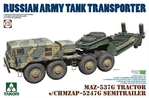 Maz-537g Tractor W/chmzap-5247g Semitrrailer- 1:72e - Takom