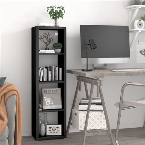 vidaXL Étagère murale sous forme de cube Noir 37x29,5x134,5 cm MDF