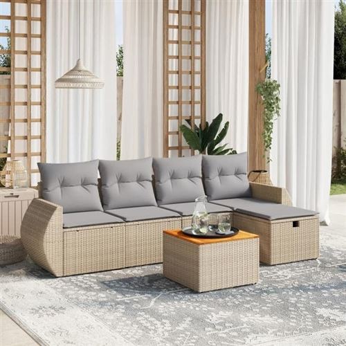 Vidaxl Beige Salon De Jardin - 6 Pcs Résine Tressée Mélange - Image 3