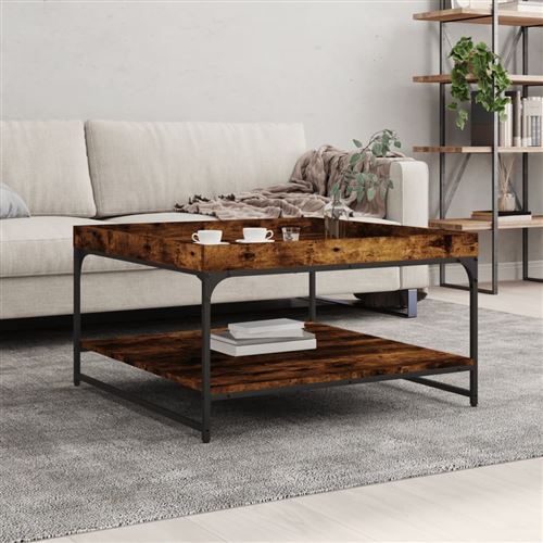 VIDAXL - Table basse - 80x80x45 cm - Chêne fumé - Image 3