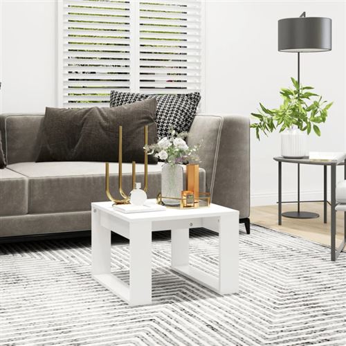 Vidaxl Blanc Table D Appoint 50X50x35 Cm Bois D'ingénierie - Image 3