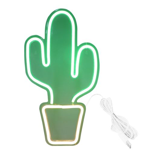 Lumière Néon LED USB en forme de Cactus 47x25.5x2cm