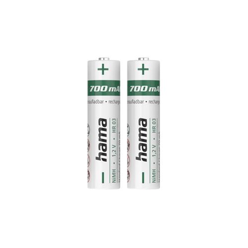 HAMA Batteries NiMH, AAA Micro, 700 mAh, 1,2 V, 2 pièces