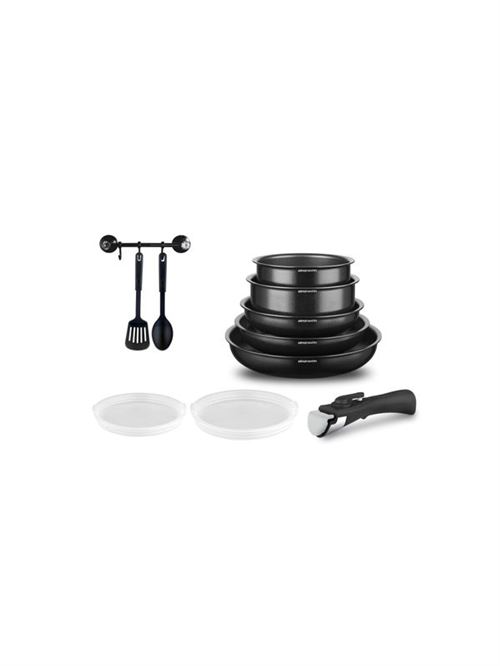 Arthur Martin Noir Batterie De Cuisine 10 Pieces - Aluminium - Tous Feux Sauf Induction - Image 3