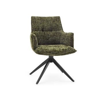 Chaise de salle à manger / Chaise pivotante Tavaro tissu vert hjh LIVING - 1