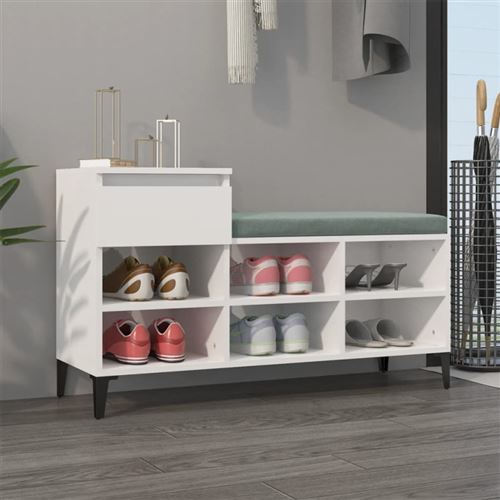 Non Communiqué Blanc Brillant Armoire À Chaussure 102X36x60 Cm Bois Ingénierie