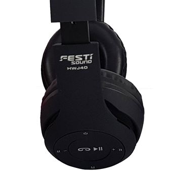 Casque sans fil Festisound HWJ40 BK Autonome sur batterie Fonction Bluetooth SD Mode main libre Noir finition RUBBER Casque audio Achat prix fnac