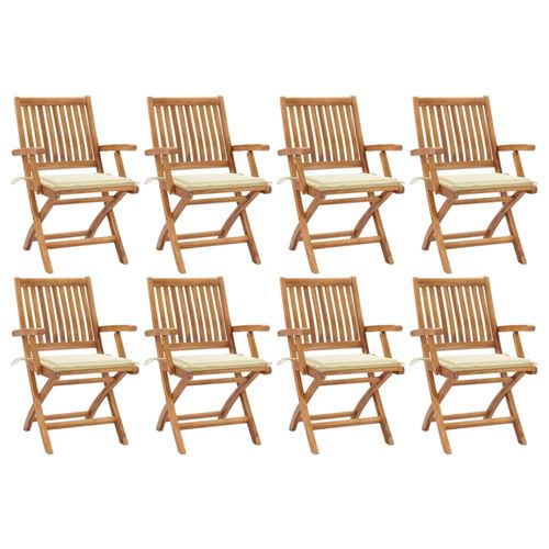 Non Communiqué Vidaxl Chaises Pliables De Jardin Avec Coussins 8 Pcs Teck Solide