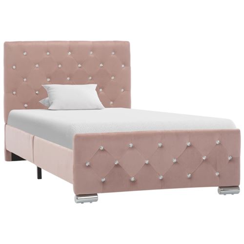 vidaXL Cadre de lit Rose Tissu 90 x 200 cm